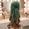 Pearl Tassel Rhinestone Square Scarf Lace Trim Solid Color Full Sky Star Headwrap Breathable Fabric Hair Wrap