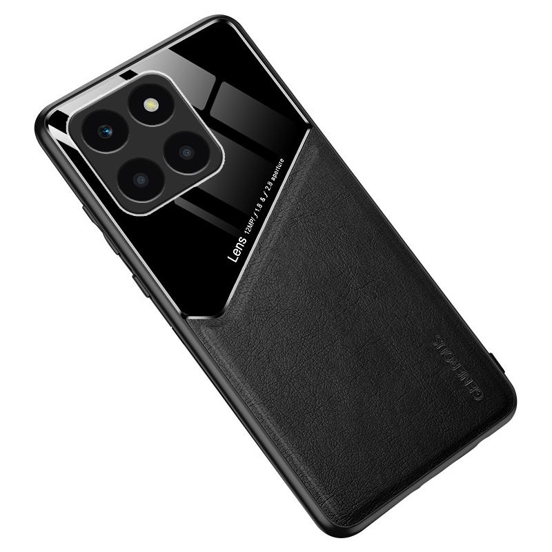 For Honor X6a 4G Case Leather+TPU+PC Phone Back Cover with Car Mount Metal Sheet