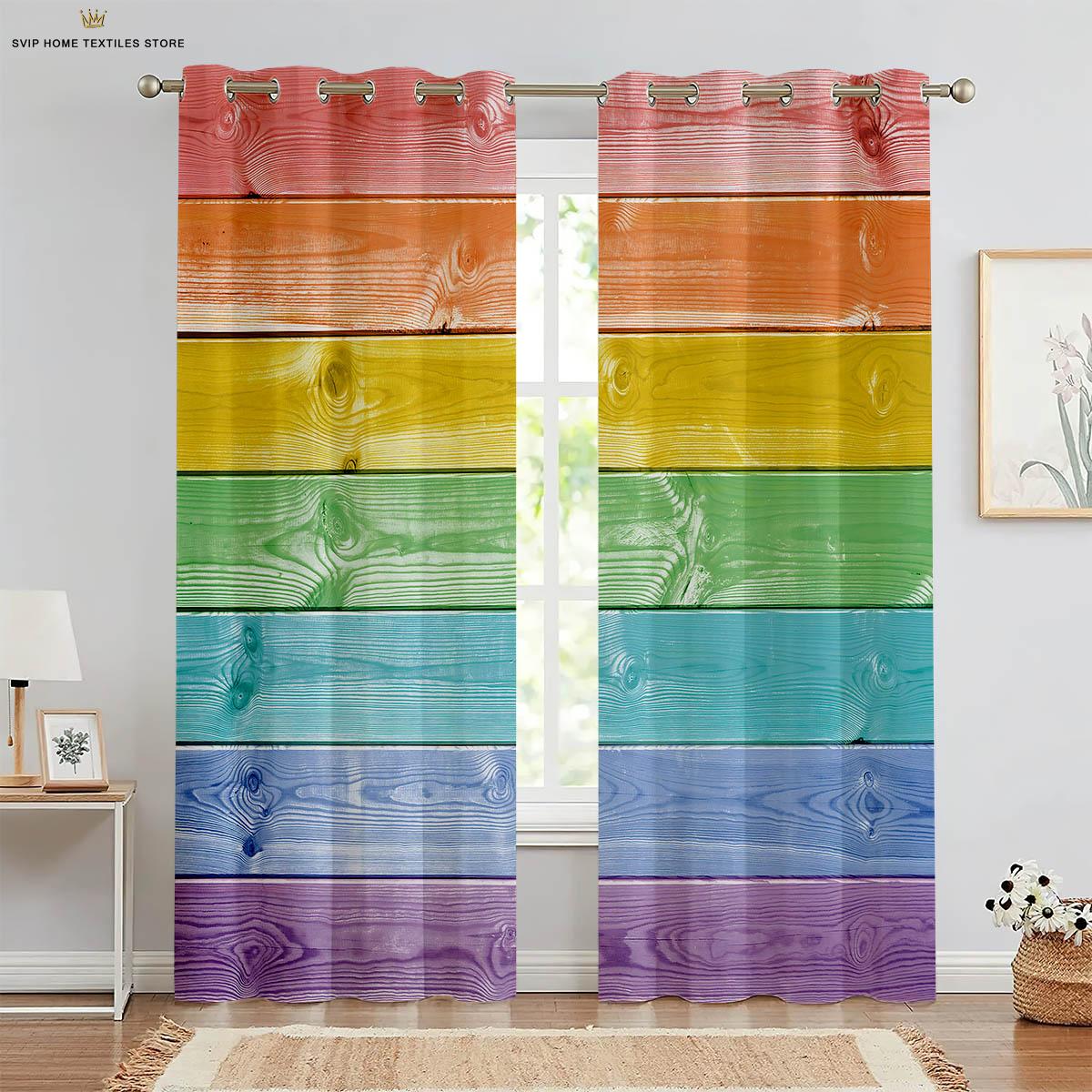 

Cartoon Style Star Print Print Window Curtains For Children Room Decorative Piece, Rainbow Color, Ideal For Kitchen Area, Bedroom Space, Balcony W50X130H(CM)X2PCS&Rod pocket