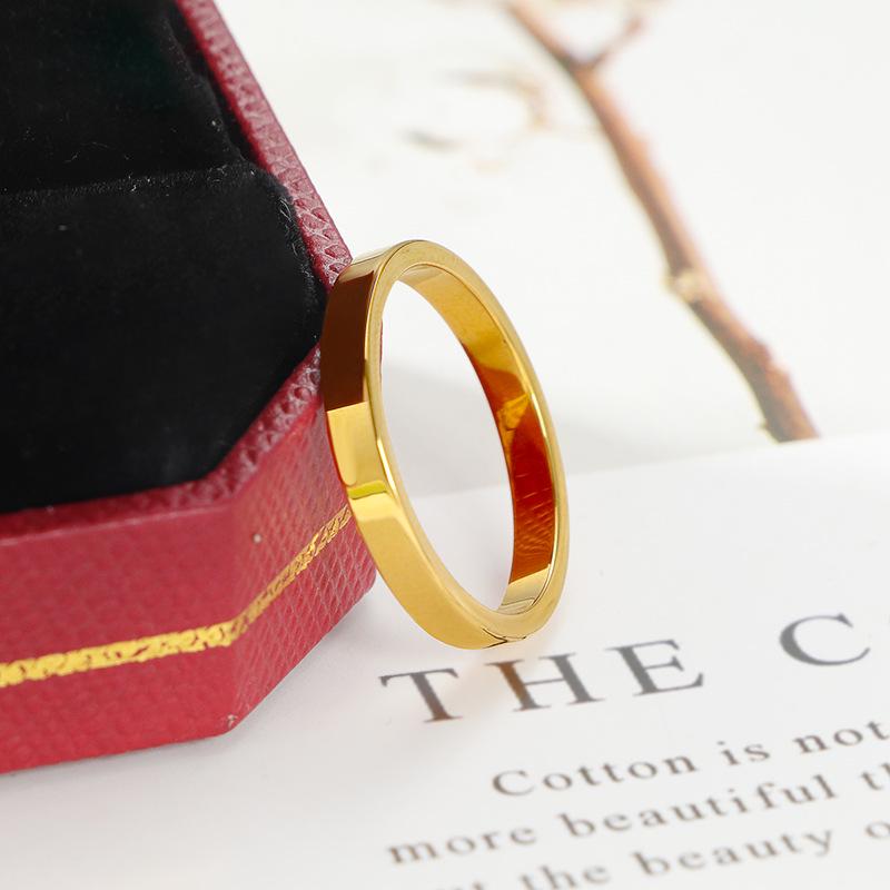 18K Gold-Plated Titanium Steel Smooth Classic Ring – Fade-Resistant, All-Match, Simple Couple's Holiday Gift for Her