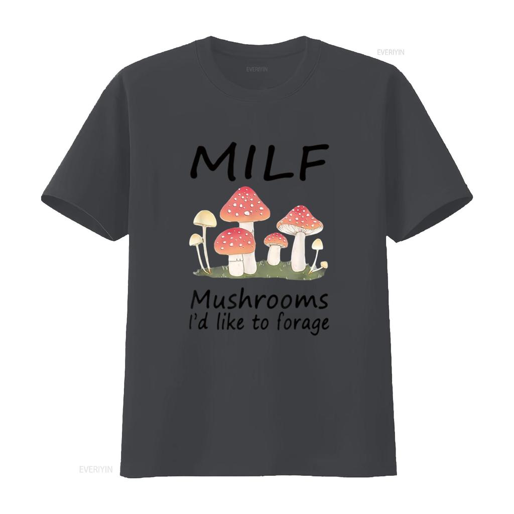 M I L F Mushrooms D Like To Forage Apparel Womens T Shirt White Vintage Washed Comfortable Breathable Soft Stylish Homme