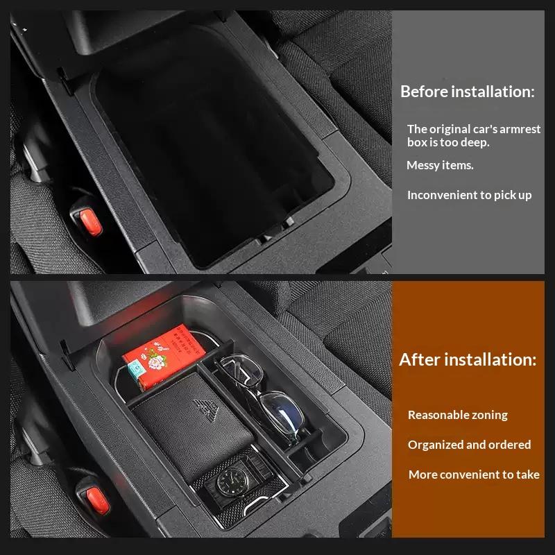 For Toyota Land Cruiser 250 LC250 Prado 2024 Car Armrest Box Storage Box ABS Material Storage Box Compartment Car Accessories