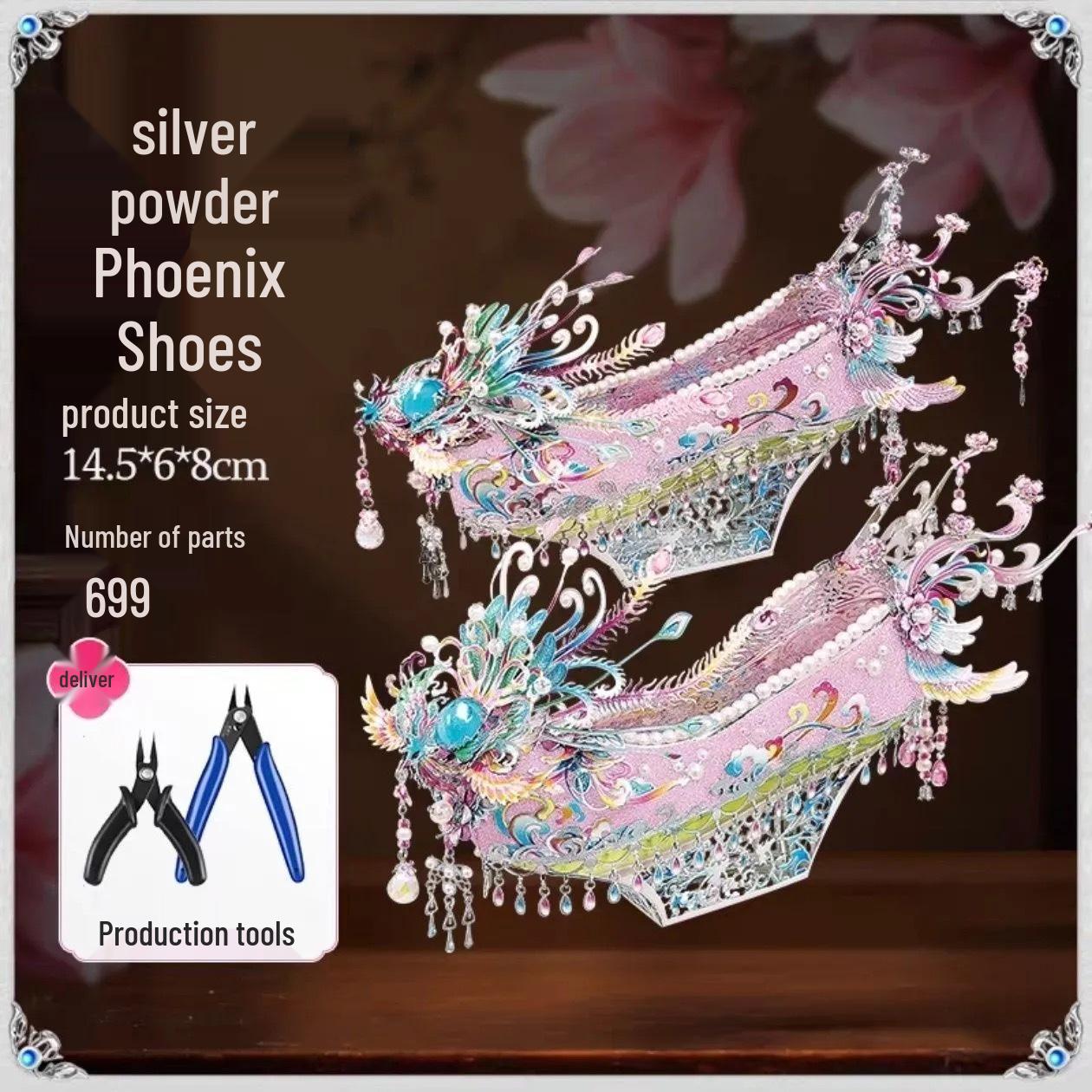 

Powder Pink Silver Phoenix Crown 3D Puzzle Fan Ornament - Handmade Gift for Girlfriend