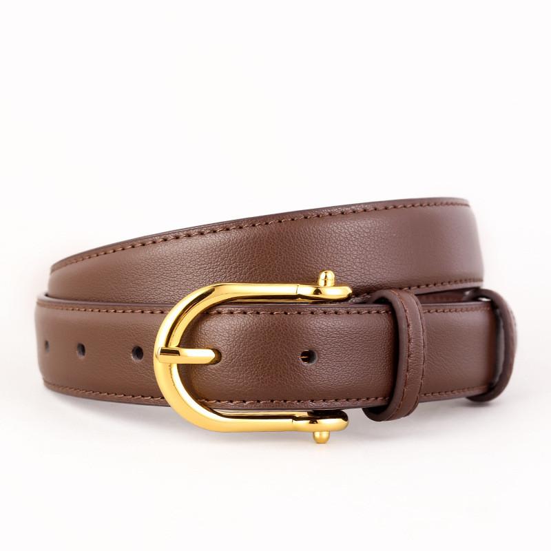 

Minimalist Genuine Leather Belt For Women With Pin Buckle For Casual Denim Styling StyleC