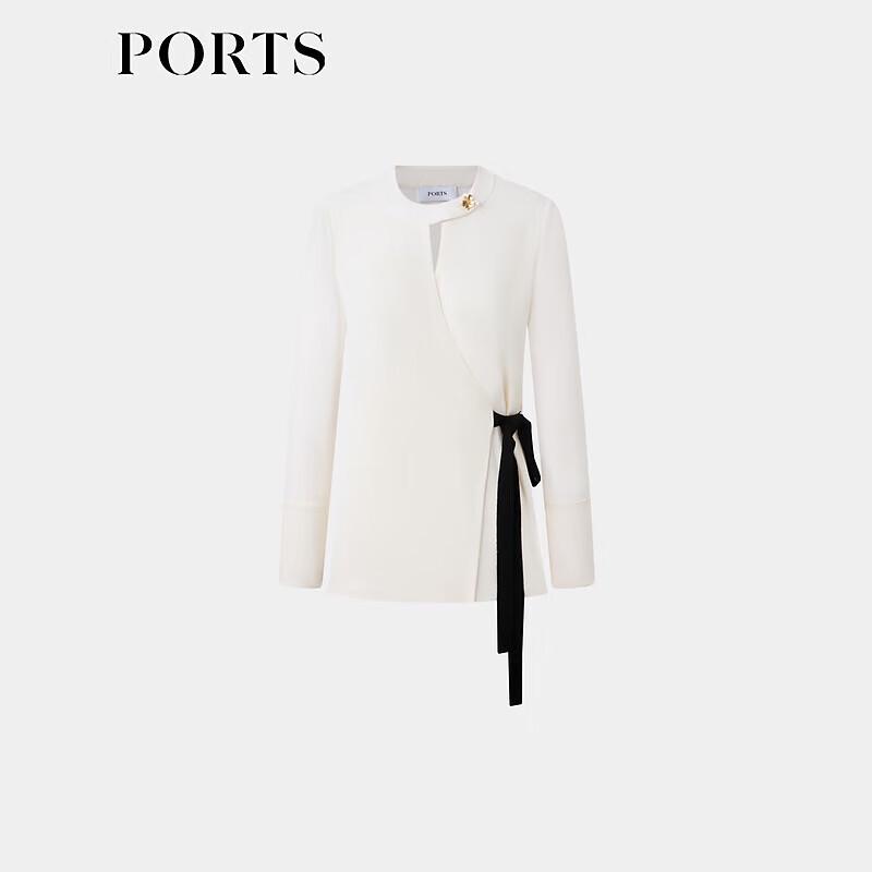 Ports Women's Elegant Scarf Collar Silk Blend Blouse