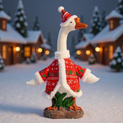 Ținută de Gâscă de Crăciun Haine Drăguțe de Gâscă pentru Verandă cu Pălărie pentru Statuie de Gâscă de 23" Costum de Gâscă de Sărbători pentru Exterior Decor pentru Terasă Curte Gazon