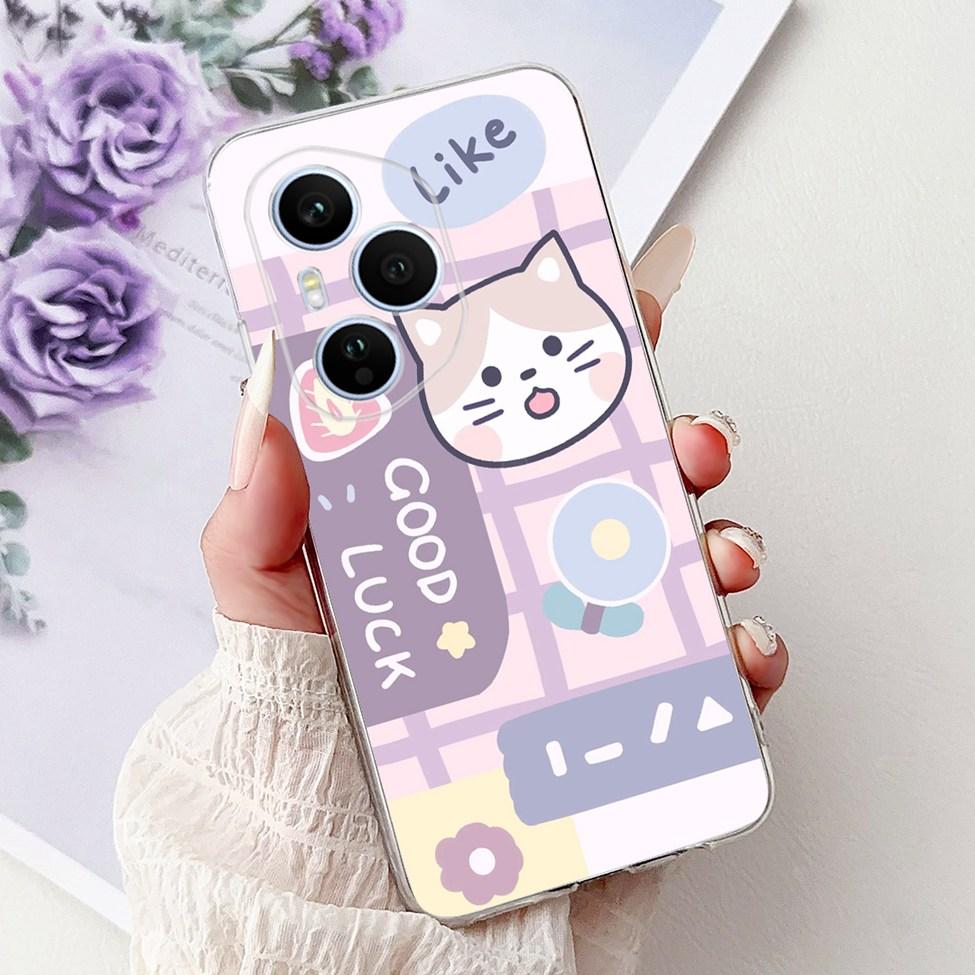 Clear For Honor 400 Pro Case DNP-NX9 Cute Cartoon Cat Fashion Flower Funny Painted Soft Bumper For Honor 400Pro Back Cover Funda