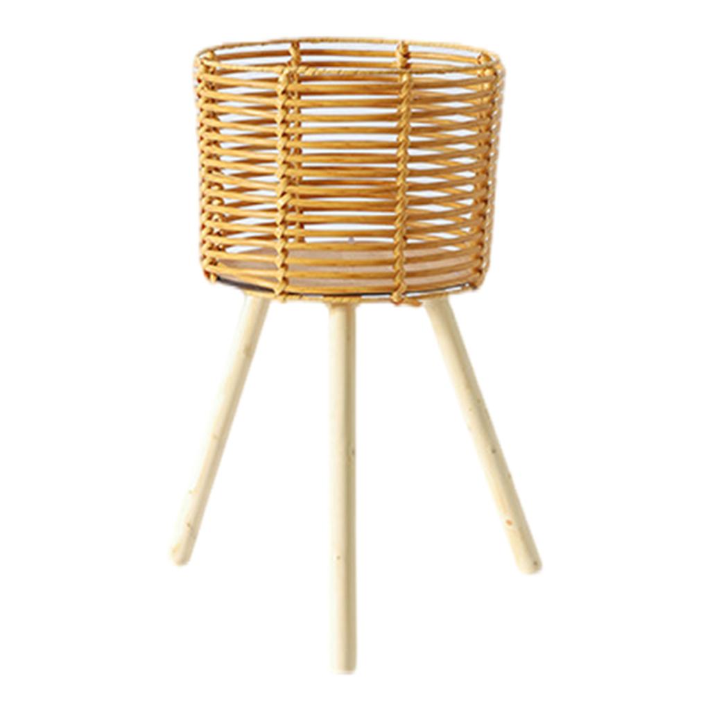 Rattan Indoor Plant Stand Handwoven Flowerpots Stool with Legs Floor Planter Basket Rack Plant Shelf for Garden Home