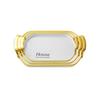 3PCS Light Luxury Plastic Tea Tray Set Golden Handle Rectangular Dessert Tray Stackable Thickened Brunch Tray Fruit