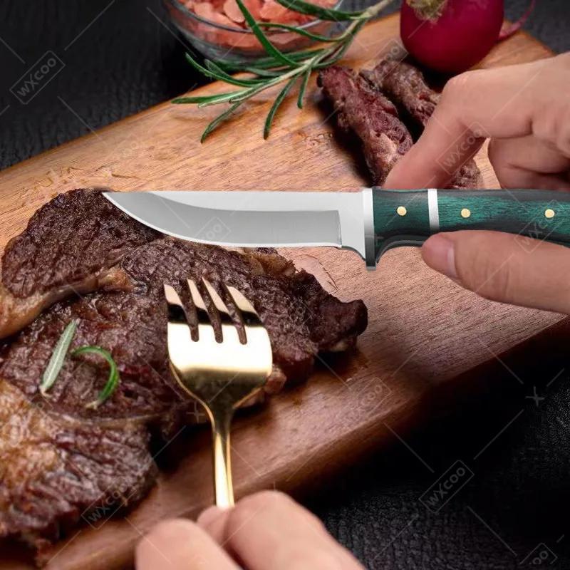 WXCOO 1 Stück Küchen-Steakmesser Obstschneidemesser Fleischschneider Allzweckmesser Edelstahl Metzgeresser Küchenzubehör