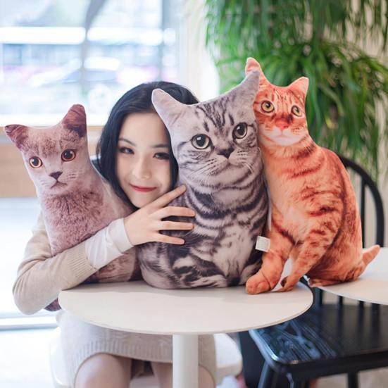 50cm Cute Simulation Three-dimension Cat Pillow Tiger Pattern Plush Doll Toy