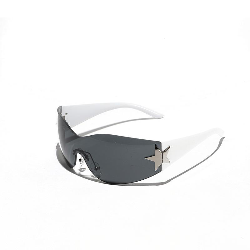 Glasses One-Piece Frameless Sunglasses Women'S Trend Personality Cycling Pentagram Sunglasses Men