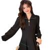 New Large-size Temperament Waist and Thin Long-sleeved Dress
