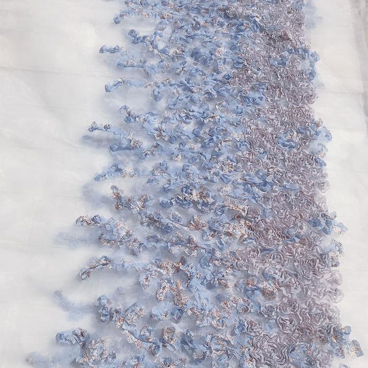Children's 3D Flower Embroidered Organza Fabric In Stock