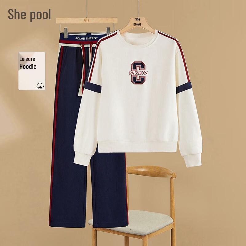 

TACHI Women s Color Block Letter Round Neck Sweatshirt S