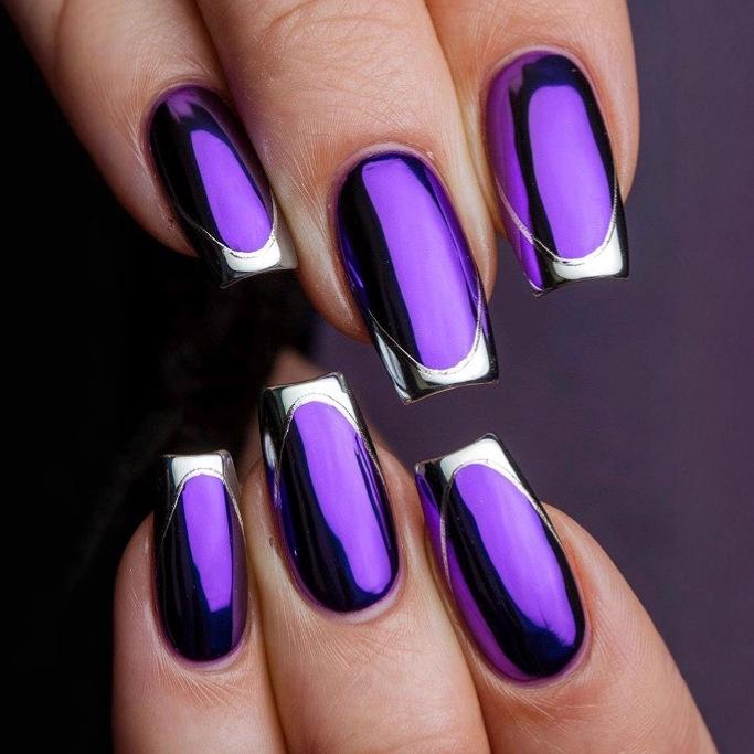 Purple French Style Detachable Fake Nails - 24-Piece Set