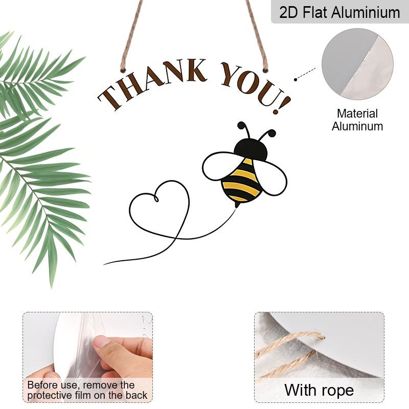 2D Flat Retro Aluminum Wall Stickers, Available In Multiple Sizes. Bee-themed Thank-you Pendant, with A Simple, Artistic Design, Making It A Perfect
