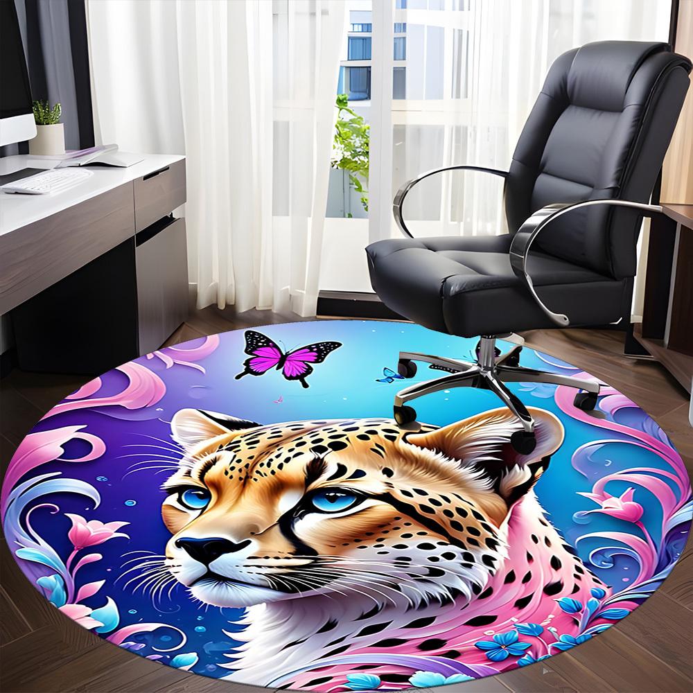 1pc Leopard Print Chair Carpet for Office, Non-slip, Soft and Durable Leisure Rug, Perfect for Office, Living Room yy251103142