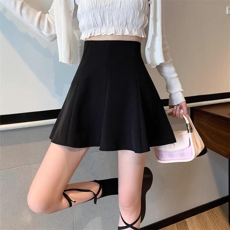 2026 Summer Women's High Waist Plus Size Anti-Exposure A-Line Black Bodycon Skirt