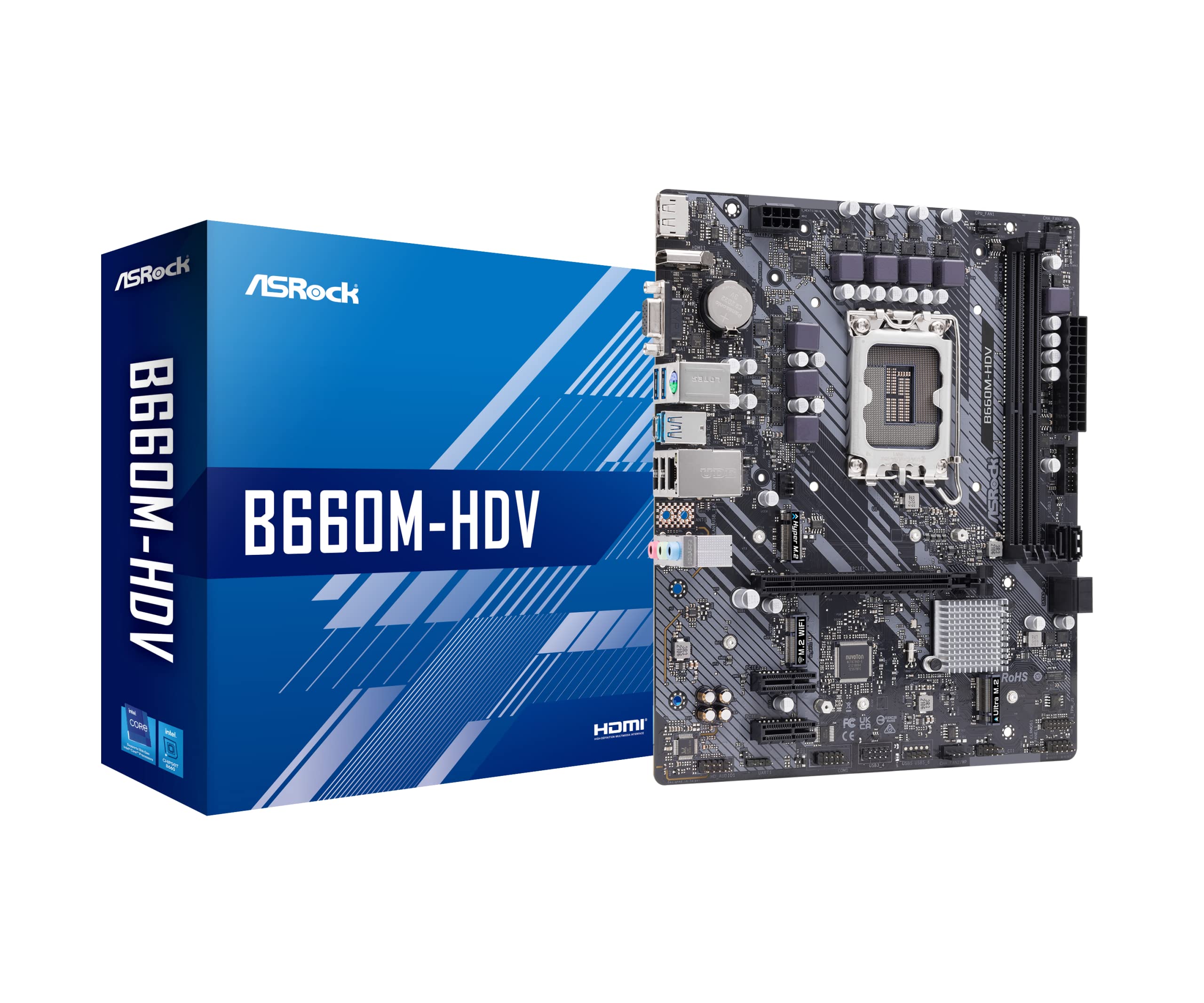 

ASRock Motherboard Compatible with Intel B660 Series 12th Generation CPU B660M MicroATX Motherboard Authorized Distributor B660M-HDV (LGA1700) чорний