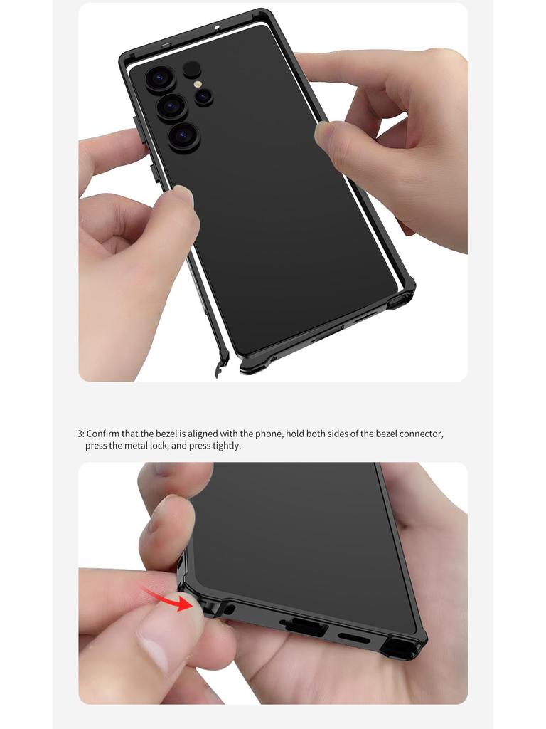 Samsung S25 Ultra Metal Frame Phone Case - Heat Dissipation, Bare Metal, Sea Horse Buckle Compatible with S24U