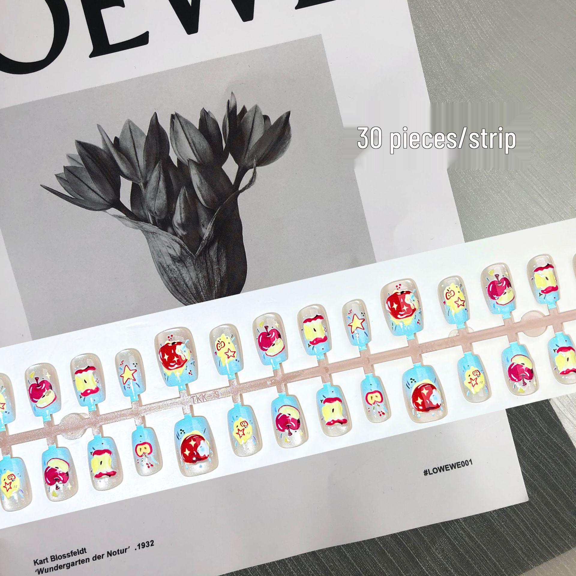 

3D Apple Gradient Cat Eye Wearable Nails - Short Length Fresh Spring/Summer Nail Art Patches YM252-S 3D Apple Full Small