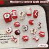 24Pcs/Box Creative Red Apple Resin Nail Charms Fruit Flatback Nail Art Slices Sweet Accessories For Diy Nail Art Decorations