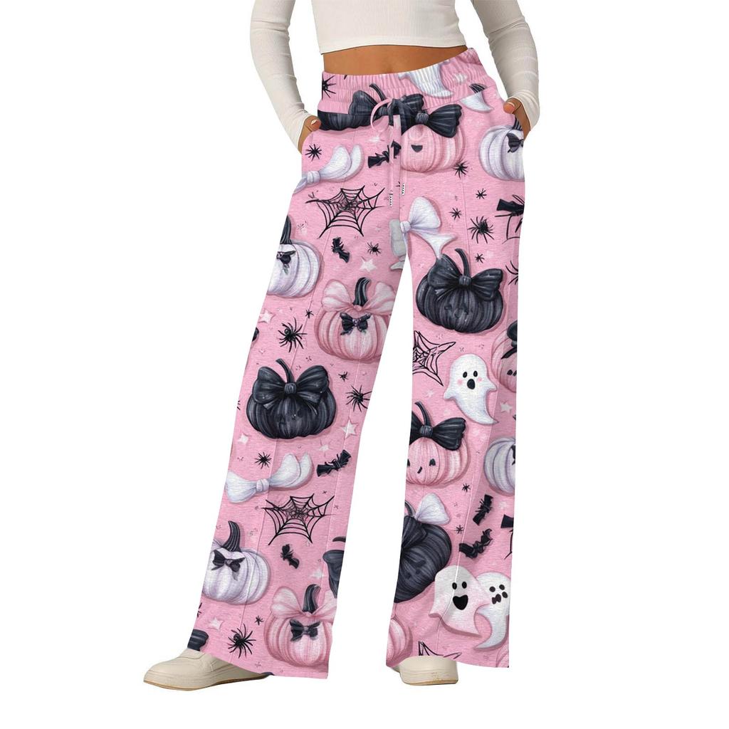 Women's Halloween Printed Fashionable Loose Casual Wide Leg Pants