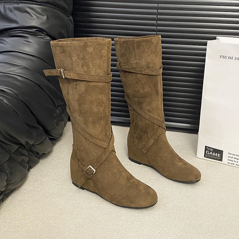 

Винтажные Maillard остроносые внутренние увеличивающие рост ботфорты детские ботинки 2025 новая осень тонкие рыцарские сапоги 40