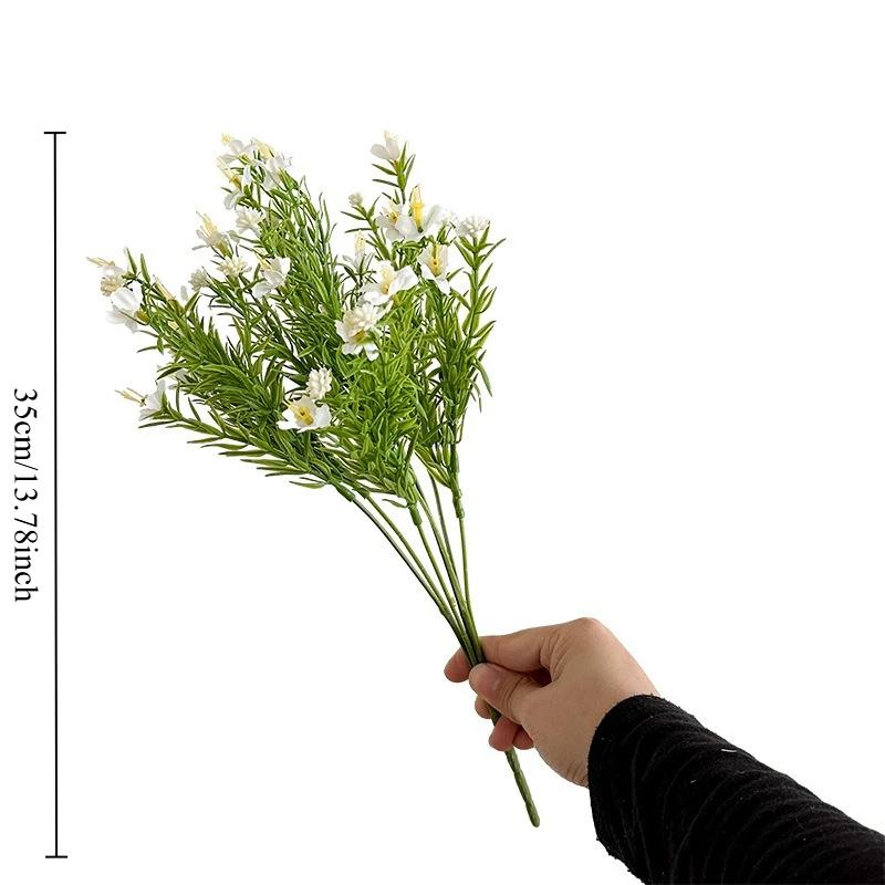 7 Fork Artificial Flower Water Plants Jasmine Wild Chrysanthemum Fake Flower Arrangement with Grass Home Outdoor Wedding Decor