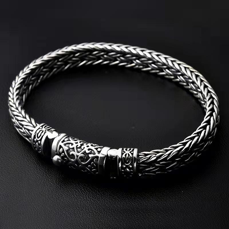 Silver Color Seiko Men Bracelet Creative Pure Woven Retro Trend Transfer Personality Thick Domineering Curved Buckle Jewelry 