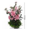 Home Decoration Artificial Flower Potted Roses Cherry Blossom Plants And Green Grass Mixed Placed Birthday Desktop Potted Plant