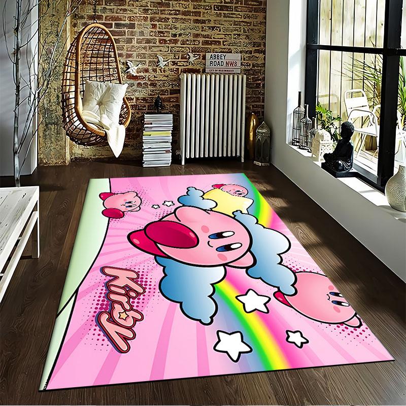 Kirby Pink Cartoon Carpet suitable as a non-slip mat for the living room or bedroom sofa