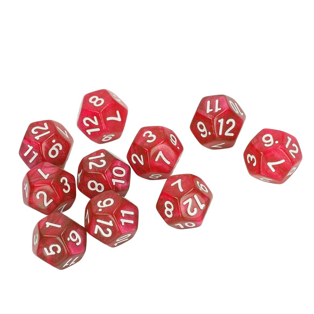 40pcs Polyhedral Dice Clear Numbers Waterproof Prevent Oxidation 12 Sided Dice Set for Game Teaching Red
