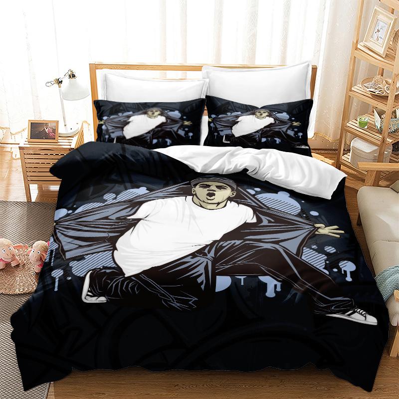 Home Bedding Dynamic Hip-hop Quilt Cover Queen King Full-size Twin Bed Boy Hip-hop Printing Adult Children's Quilt Cover and Pillow Cover Bedding