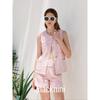 Blacknini Strawberry Smoothie Italian Giolica Tweed Classic Style Vest/Shorts