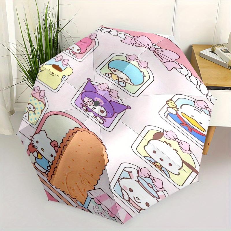 

Hello Kitty,Sanrio Characters Automatic Folding Umbrella Simple 8 Rib Design, Bright Cartoon Pattern, Durable Iron Frame, Suitable For Trave