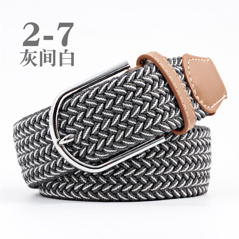 Women Casual Knitted Pin Buckle Without Holes Men Belt Woven Canvas Elastic Expandable Braided Stretch Belts for Female Jeans