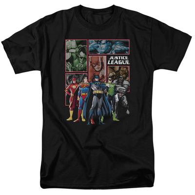 Justice League New Justice League Panels Mens T Shirt Black