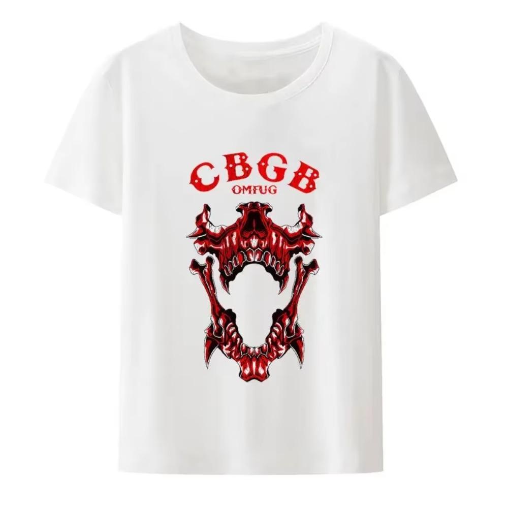Underground Punk Rock Concert Hipster Tee Hip Hop Street Fashion Cool Tops CBGB OMFUG Liberty Skeleton Black White Print T Shirt