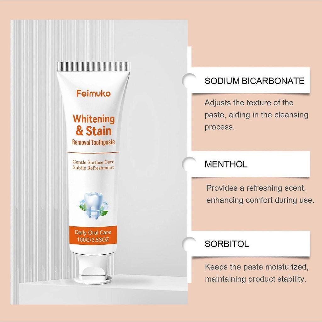 Feimuko Toothpaste 3-pack: Gentle cleaning for a bright smile, clean teeth and freshen breath. Ideal for home use.