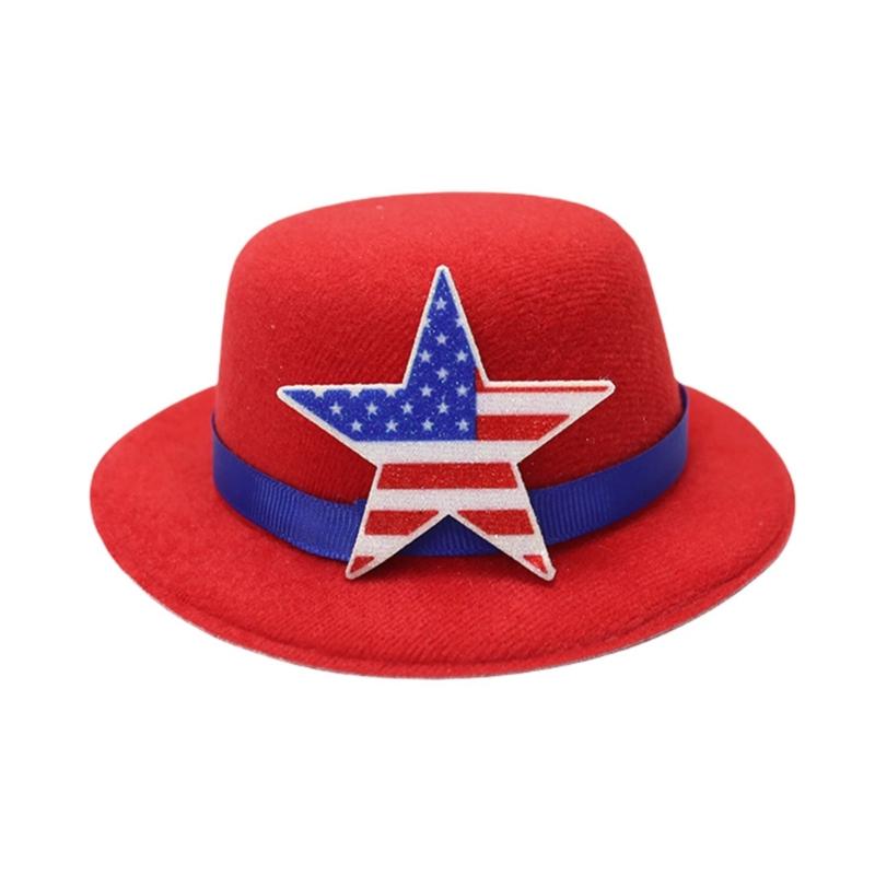 Carnivals Hat with Hair Clip for Independence Day Festival Small Top Hat Patriotic Holiday Party Hat for All Age and Pet