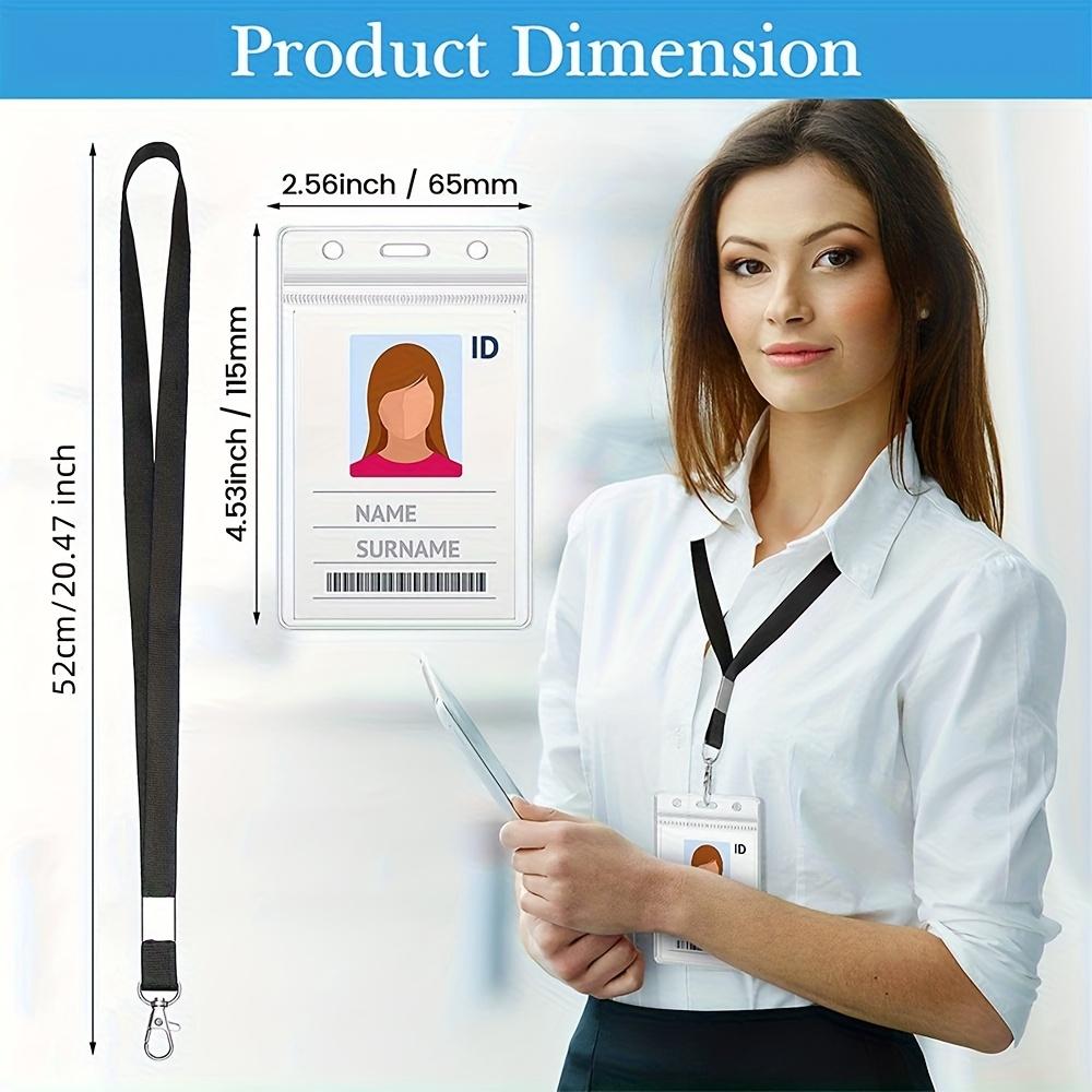 9 Peças/conjunto, Permissão de Trabalho, Cordão de 1cm para Pendurar com Manga de Cartão de PVC Transparente Impermeável Vertical, Manga para Cartão de Permissão de Trabalho, Manga para Cartão de Ônibus