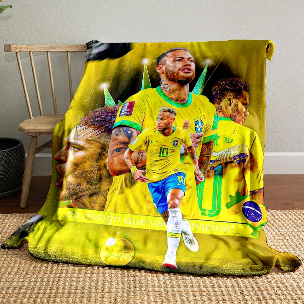 Brazil Football Theme Designed Flannel blanket for bedroom, living room, sofa, and nap