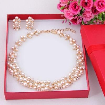 Twinkle Trinket 2ks Dámske Náhrdelník Náušnice Ozdoby Náušnice z umelej perly Crystal Stone