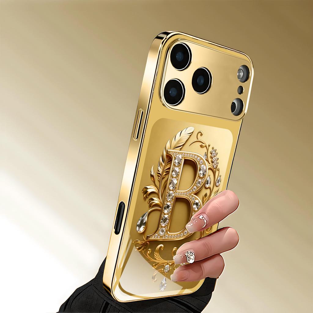 Unique Gold Dignified Luxurious High-end Phone Case Electroplated Glass PhoneCase for iPhone 17161514131211pm Pro Plus