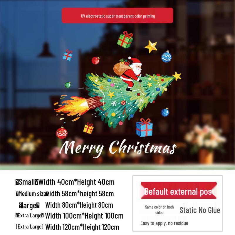 Santa Claus Holiday Window Cling Stickers: Christmas Atmosphere Decoration for Glass Doors