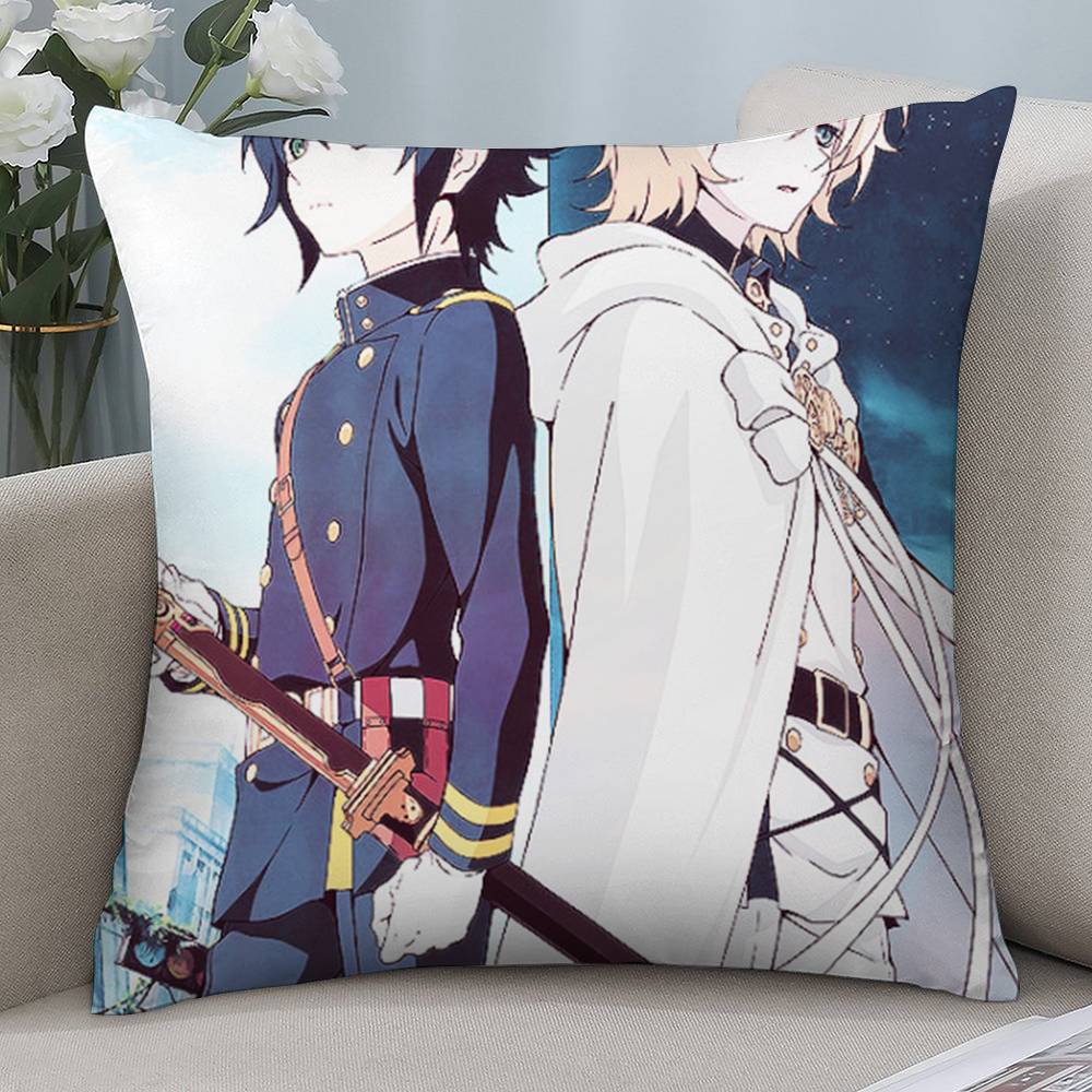 

Anime O-Owari No Seraph Pillow Case Short plush Double-sided Print Square Throw Pillow Covers Sofa Home Cushion Decor 12x12Inch