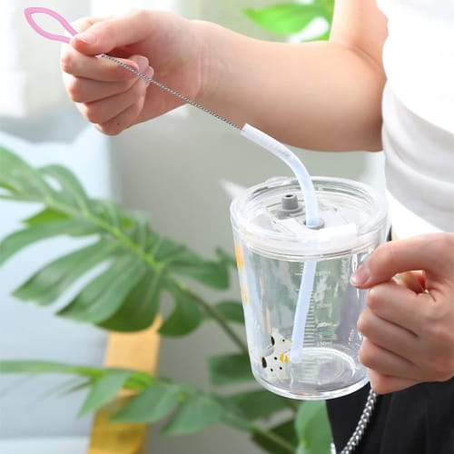 DFsucces Straw Brush, Cleaning Brush, Stainless Steel Tube Brush, Long Type, Ultra-Fine Nylon, Baby Bottle Brush, Crevice Brush, Flexible, Reusable (P