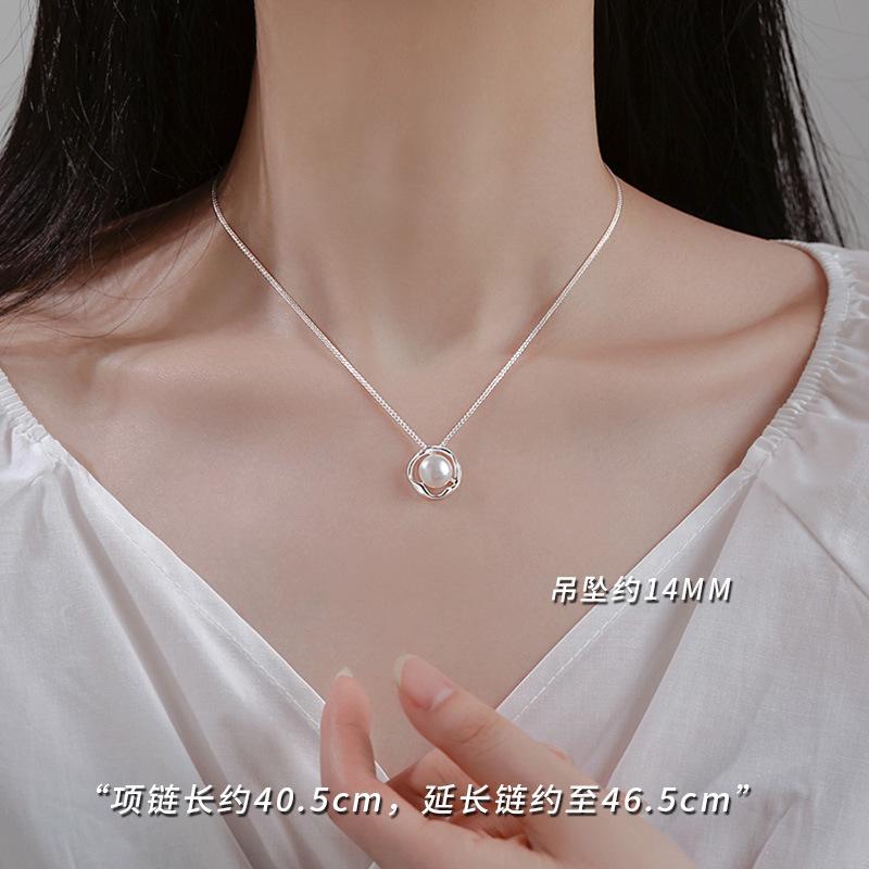 Silver Pearl Clavicle Necklace Light Luxury Niche Advanced Women Jewelry серебряный